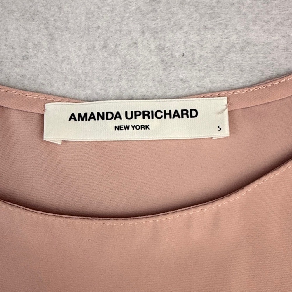 Amanda Uprichard Blouse Womens Small Pink Ruffle Sleeve Scoop Neck Solid - Picture 5 of 10